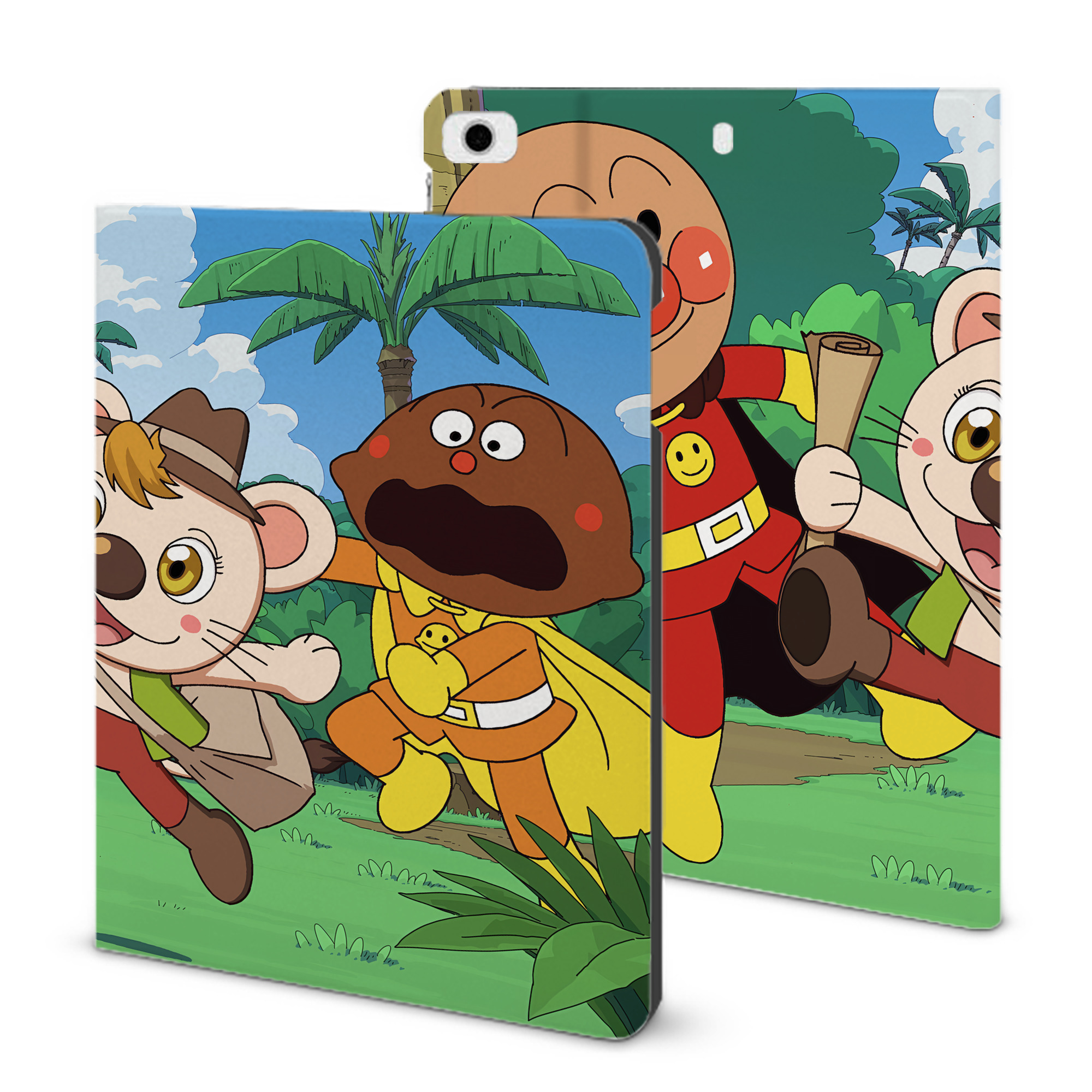 （画像用） アンパンマン Anpanman IPad ケース ブック型 PUレザー TPU 耐衝撃 軽量 薄型 ペン収納なし 全面保護 IPad 各モデル対応